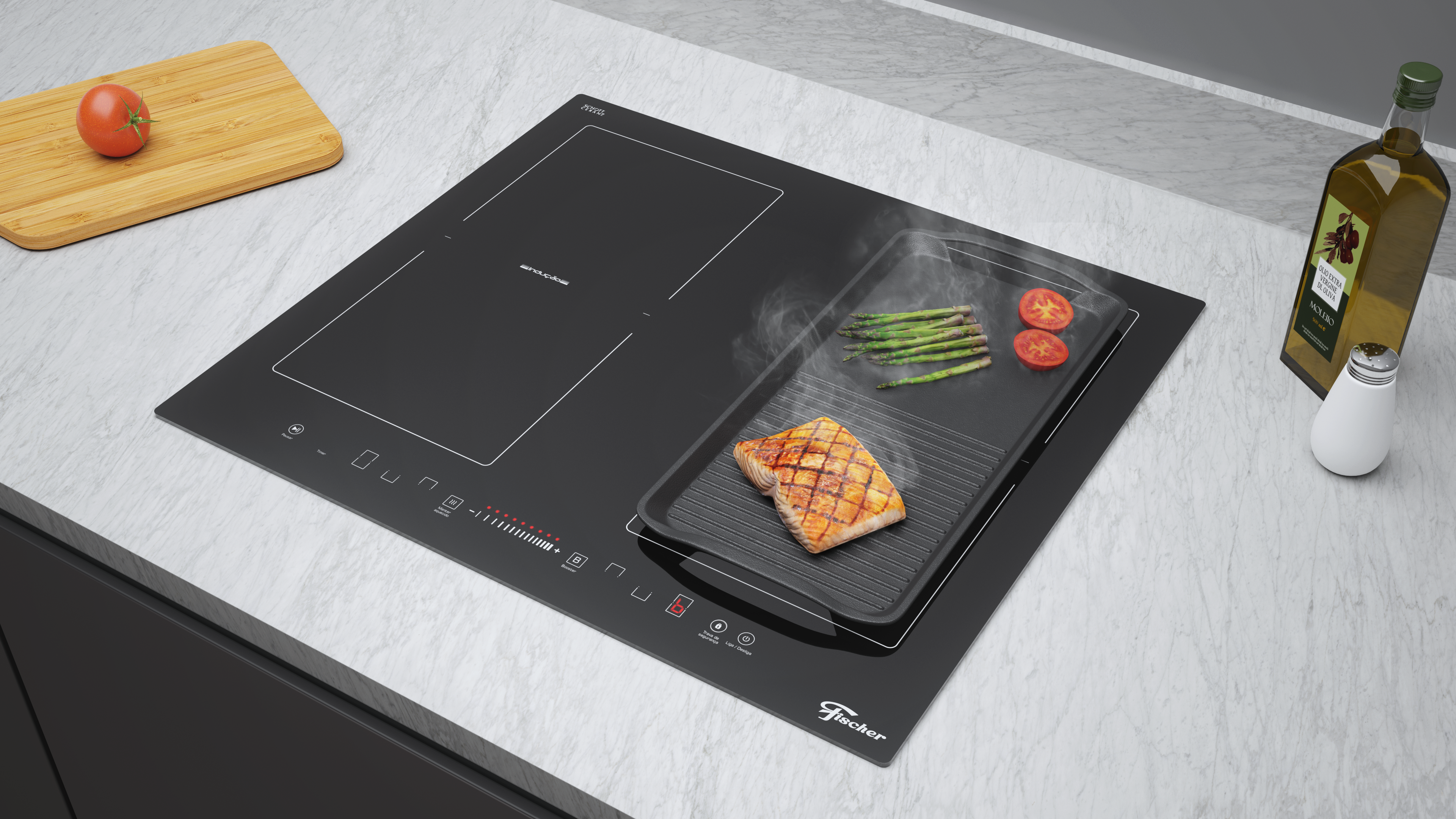 Cooktop 4Q Smartzone por Indução Mesa Vitrocerâmica